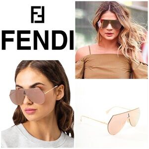 Authentic Fendi Eyeline Rose Gold Metal Aviator Mirrored Sunglasses FF/0193S